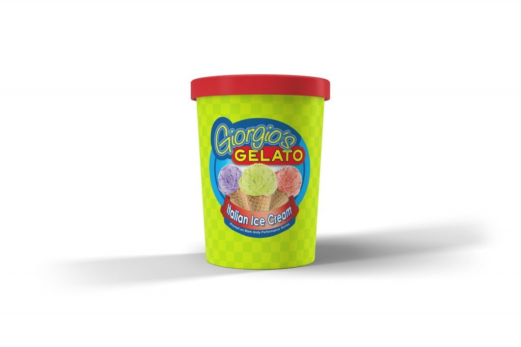 Gelato cup with food label